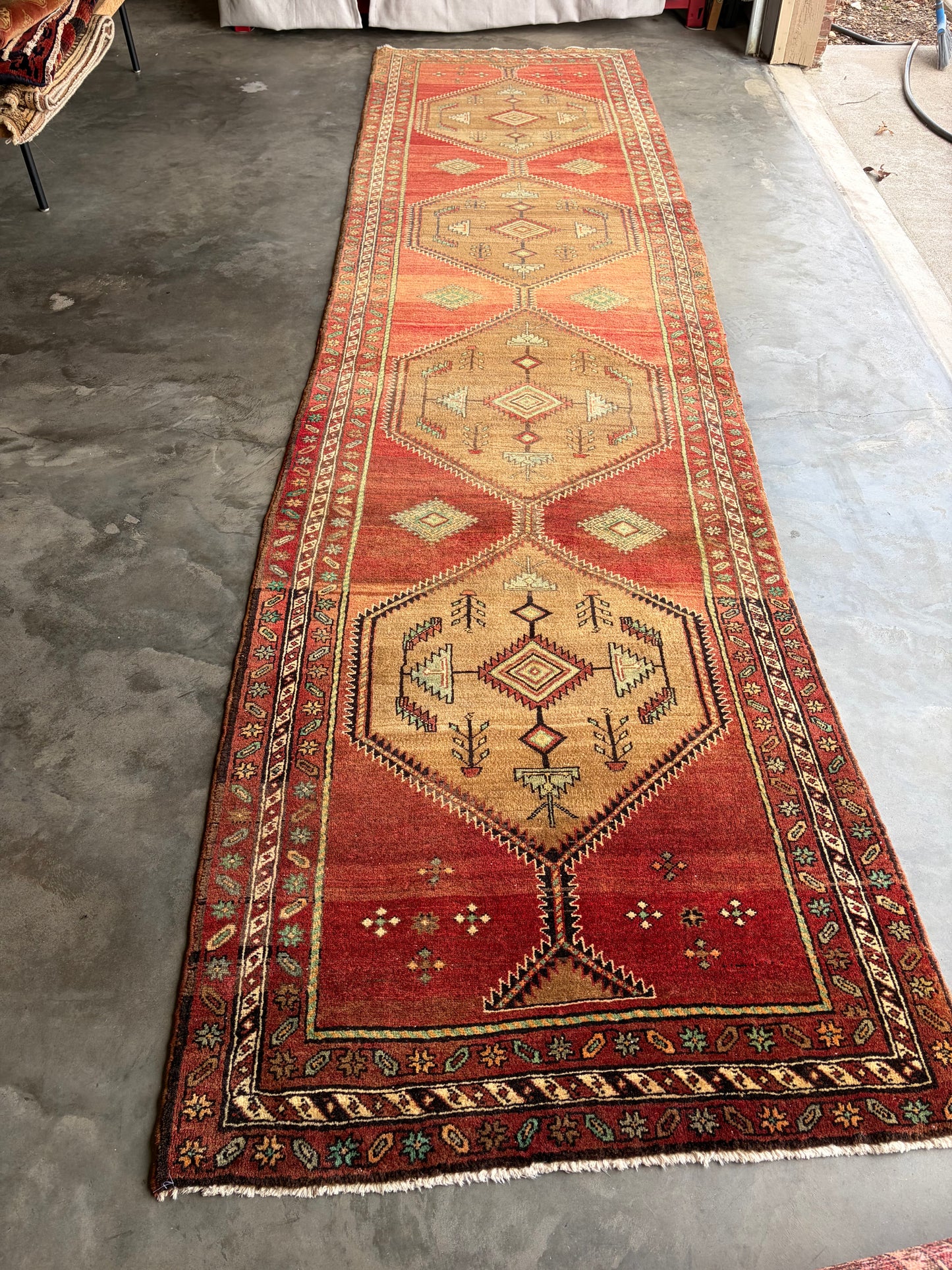 001 Vintage Persian Runner- 3'5 x 13'4