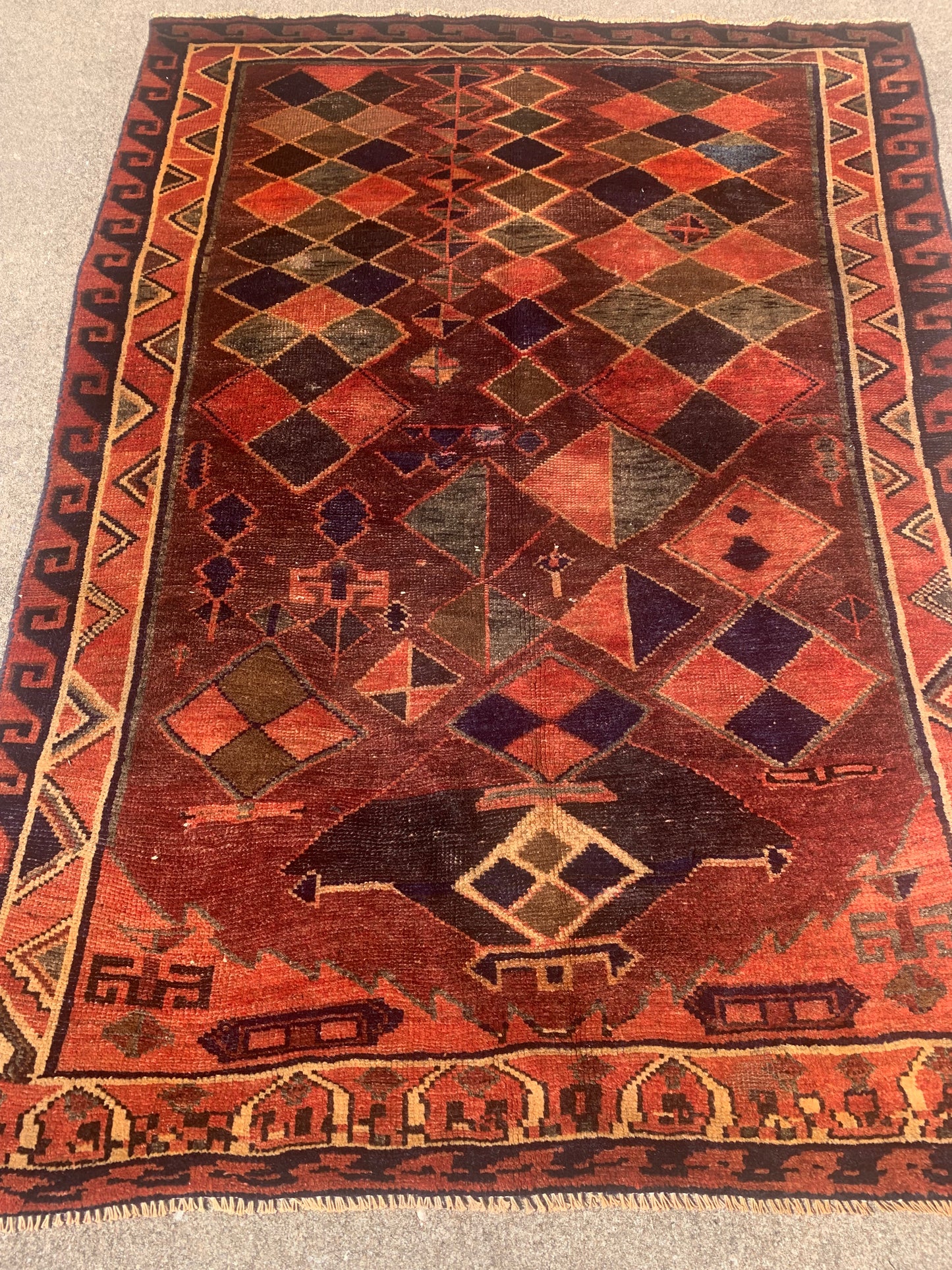 Antique Tribal Rug- 4'11 x 6'10