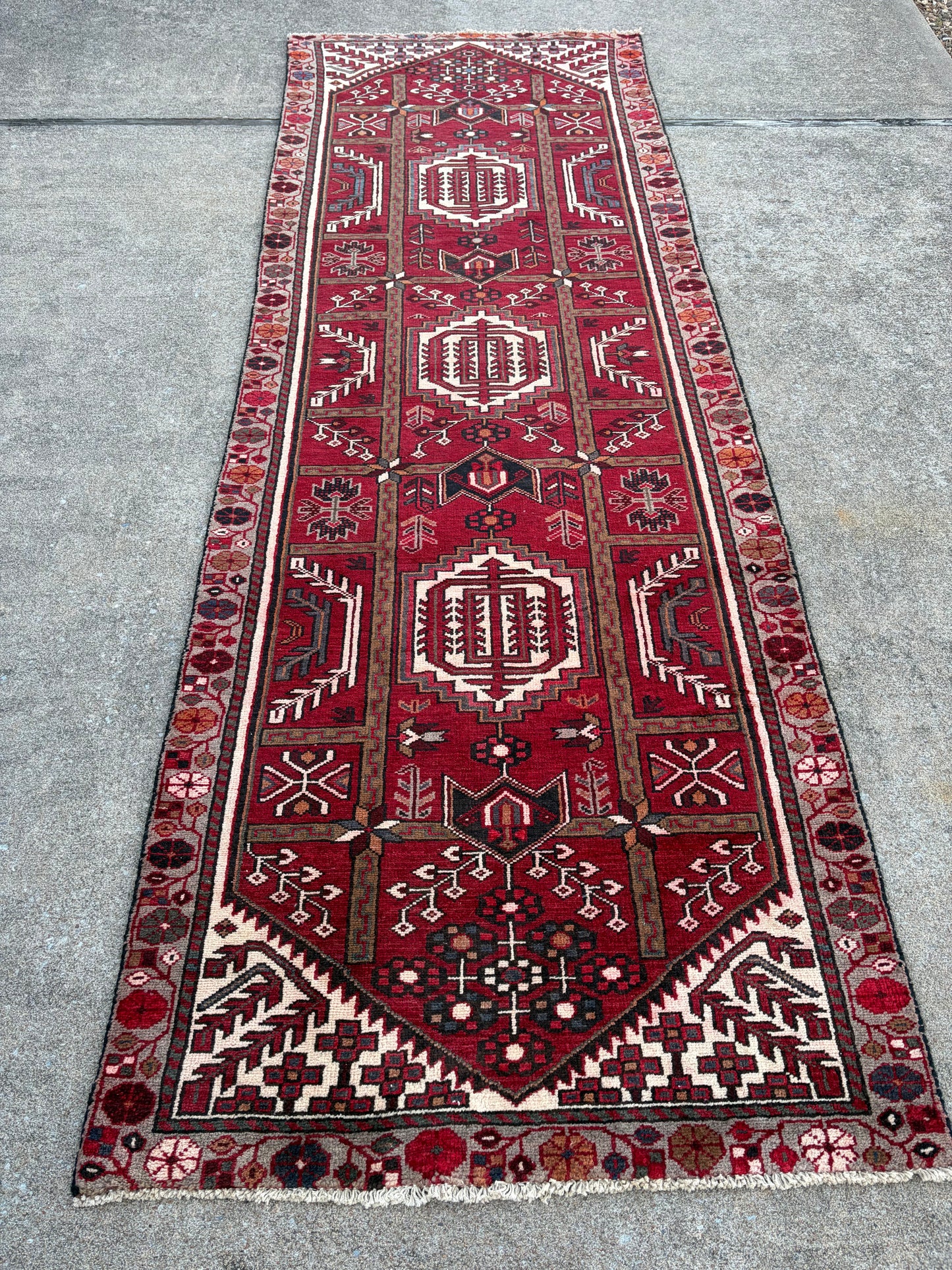 001 Vintage Persian Runner- 9'8 x 3'3