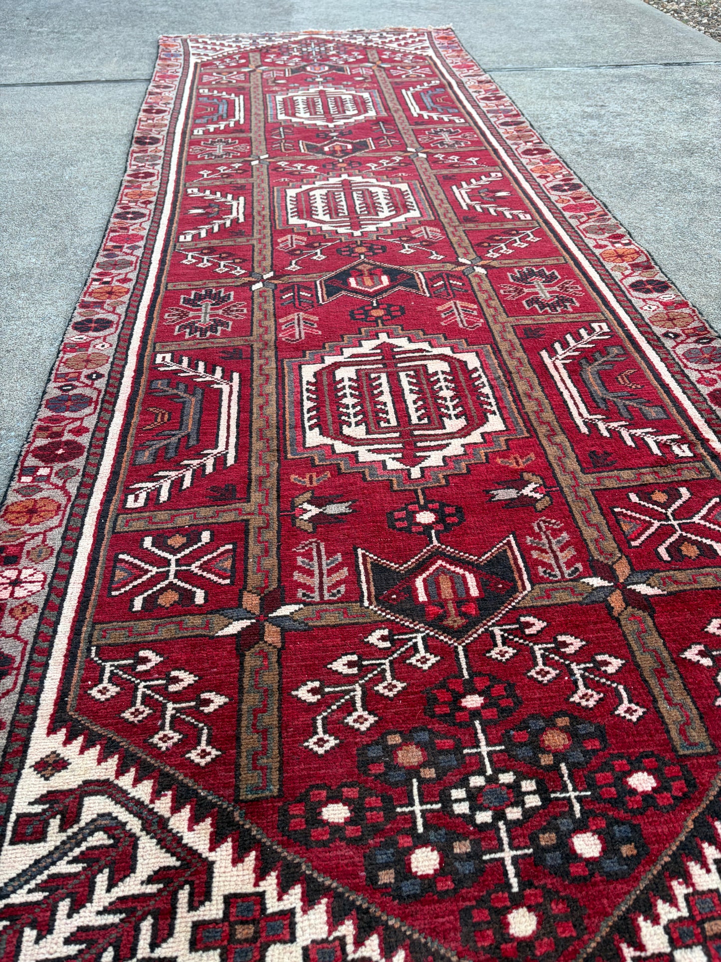 001 Vintage Persian Runner- 9'8 x 3'3