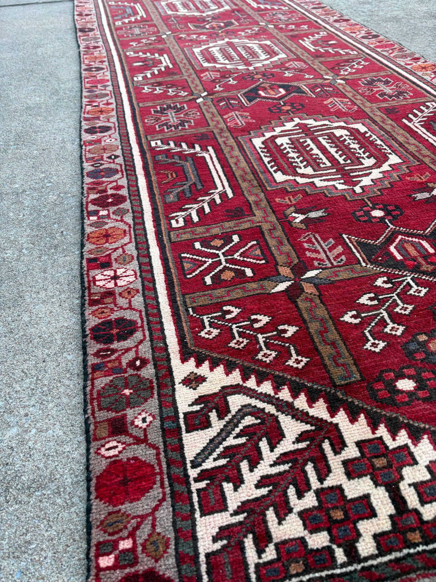 001 Vintage Persian Runner- 9'8 x 3'3