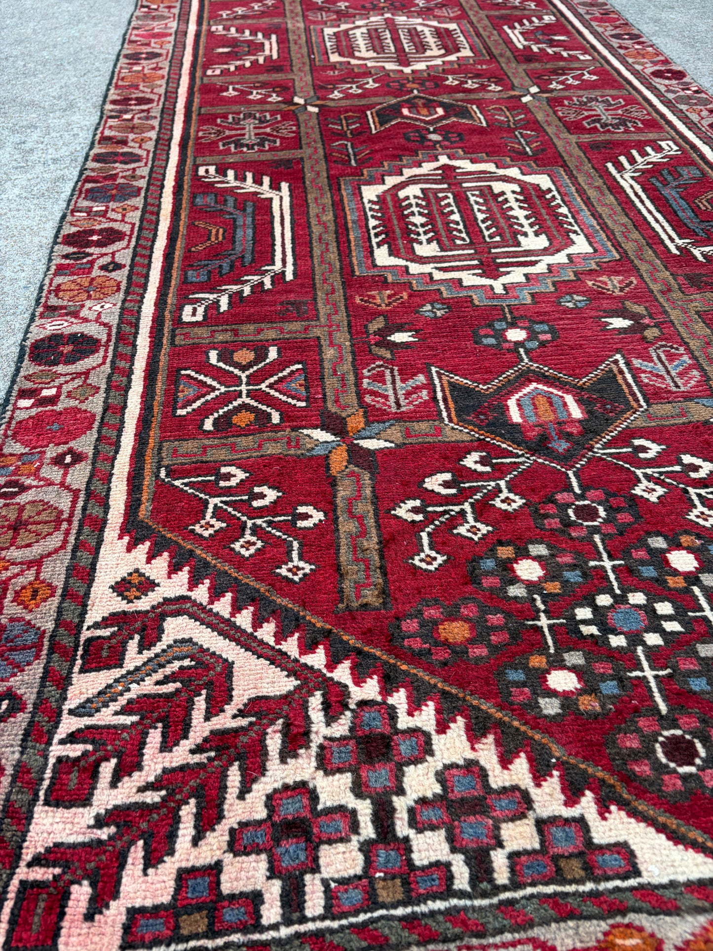001 Vintage Persian Runner- 9'8 x 3'3