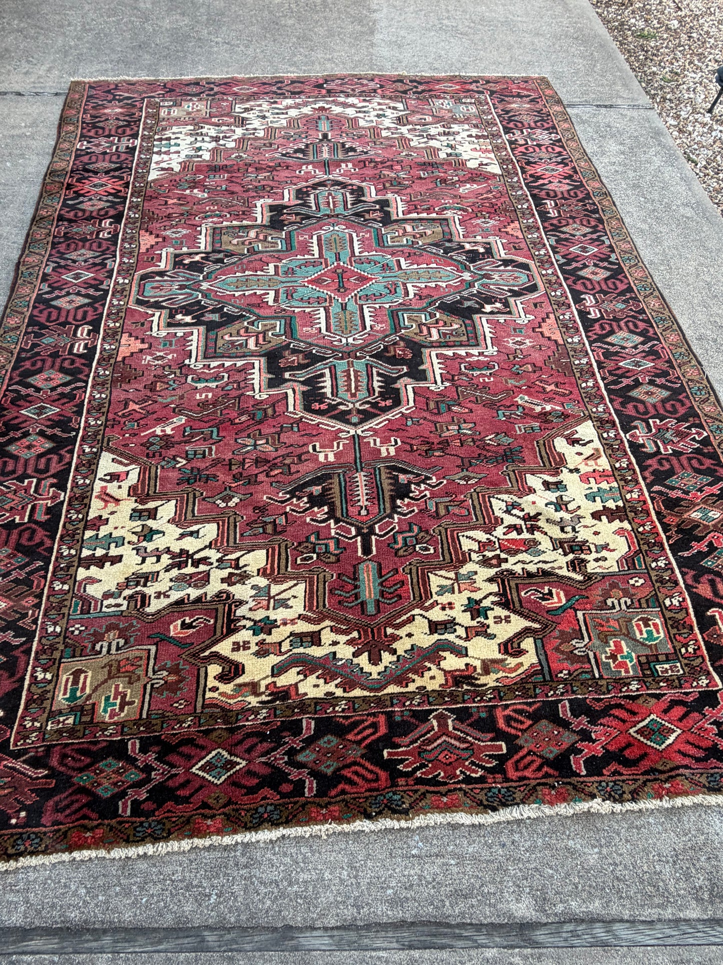 001 Vintage Persian Heriz Rug- 11’4 x 7’11