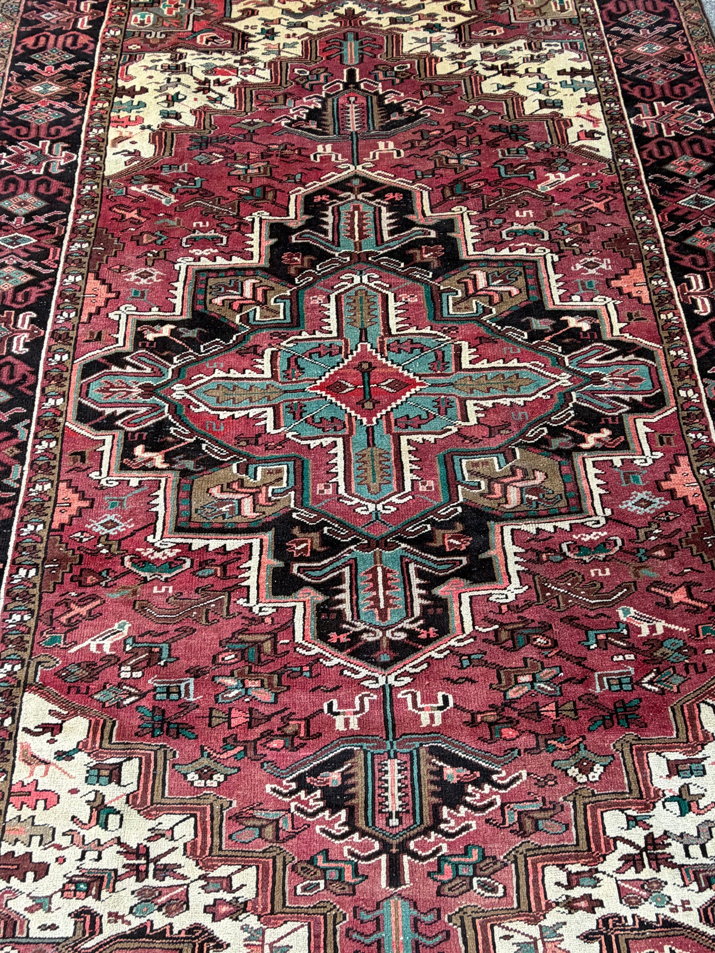001 Vintage Persian Heriz Rug- 11’4 x 7’11