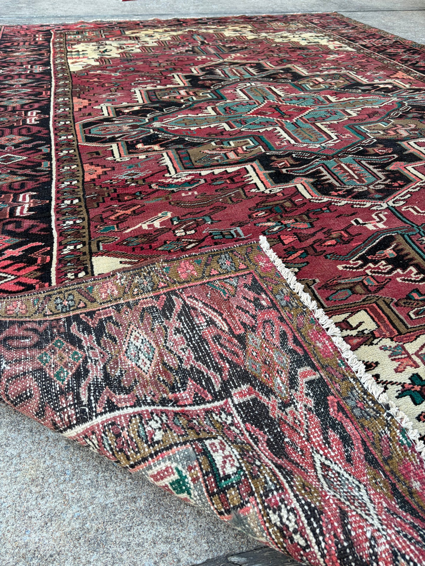 001 Vintage Persian Heriz Rug- 11’4 x 7’11