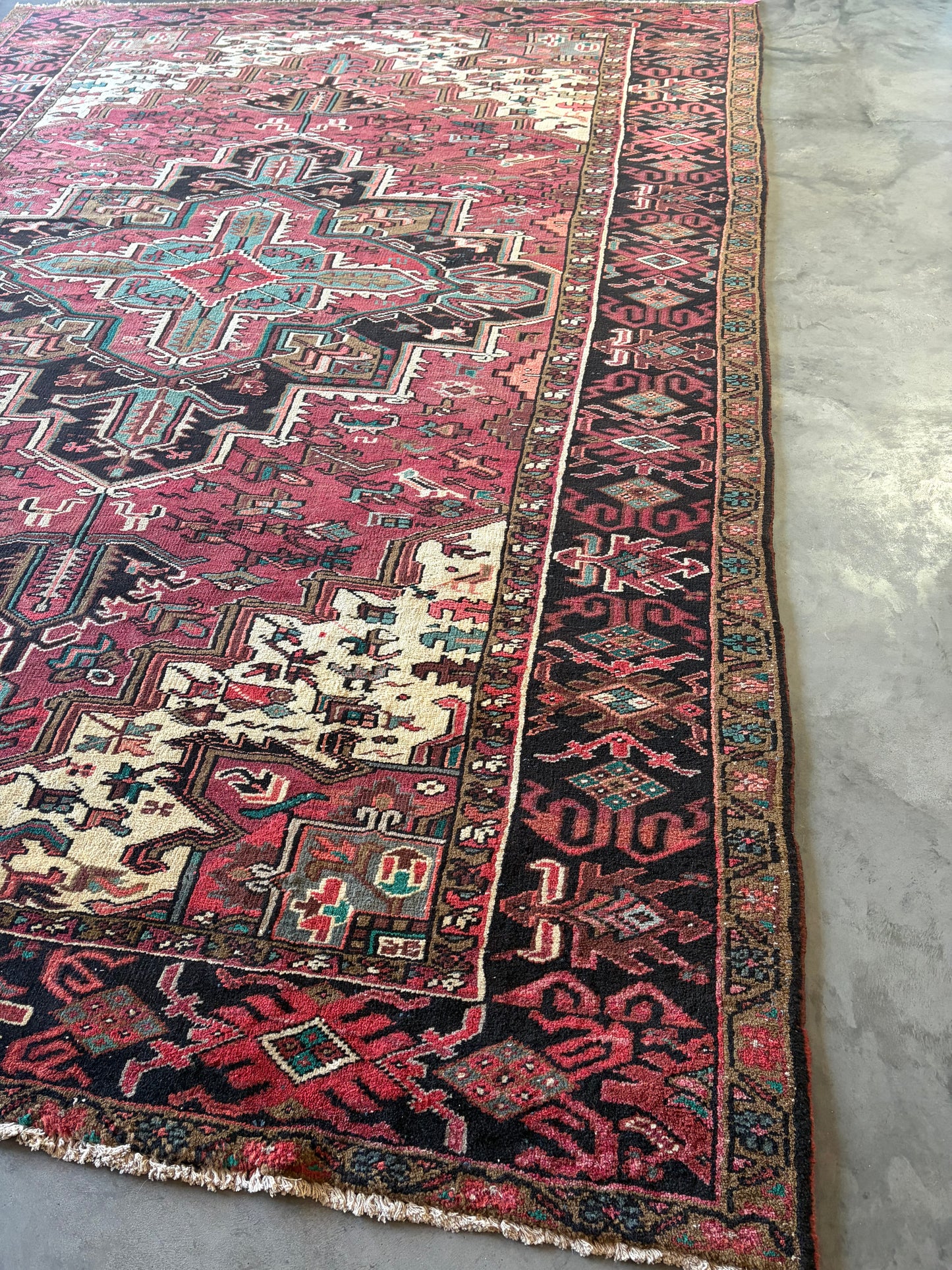 001 Vintage Persian Heriz Rug- 11’4 x 7’11