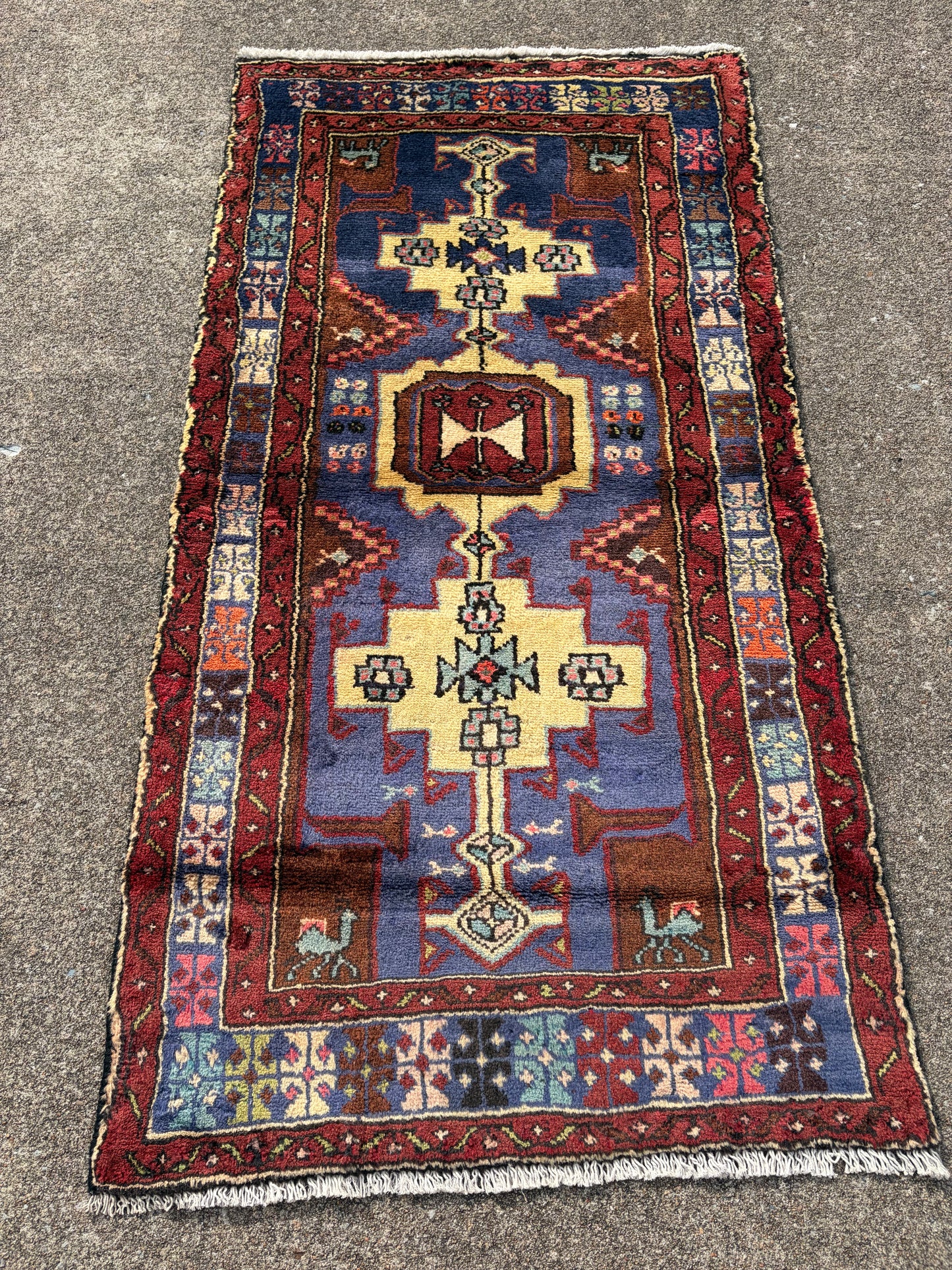 001 Vintage Persian Tribal Rug- 4’9 x 2’5