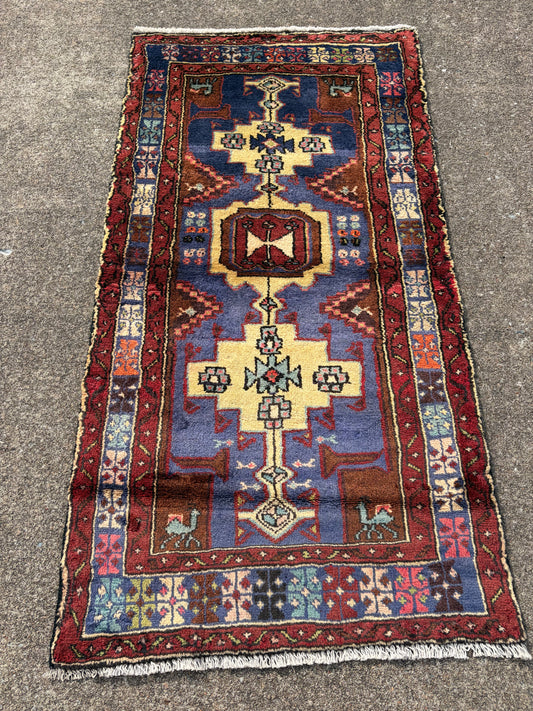 001 Vintage Persian Tribal Rug- 4’9 x 2’5
