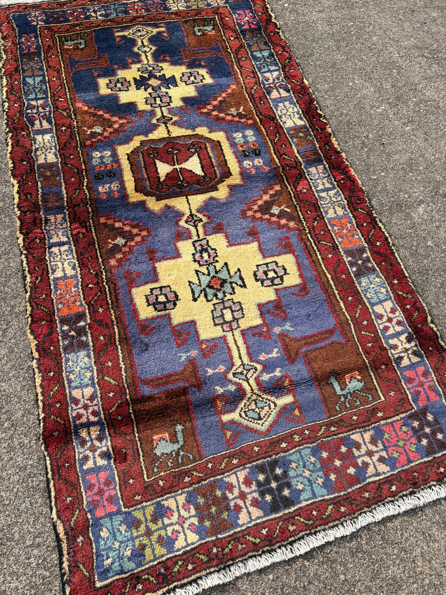 001 Vintage Persian Tribal Rug- 4’9 x 2’5