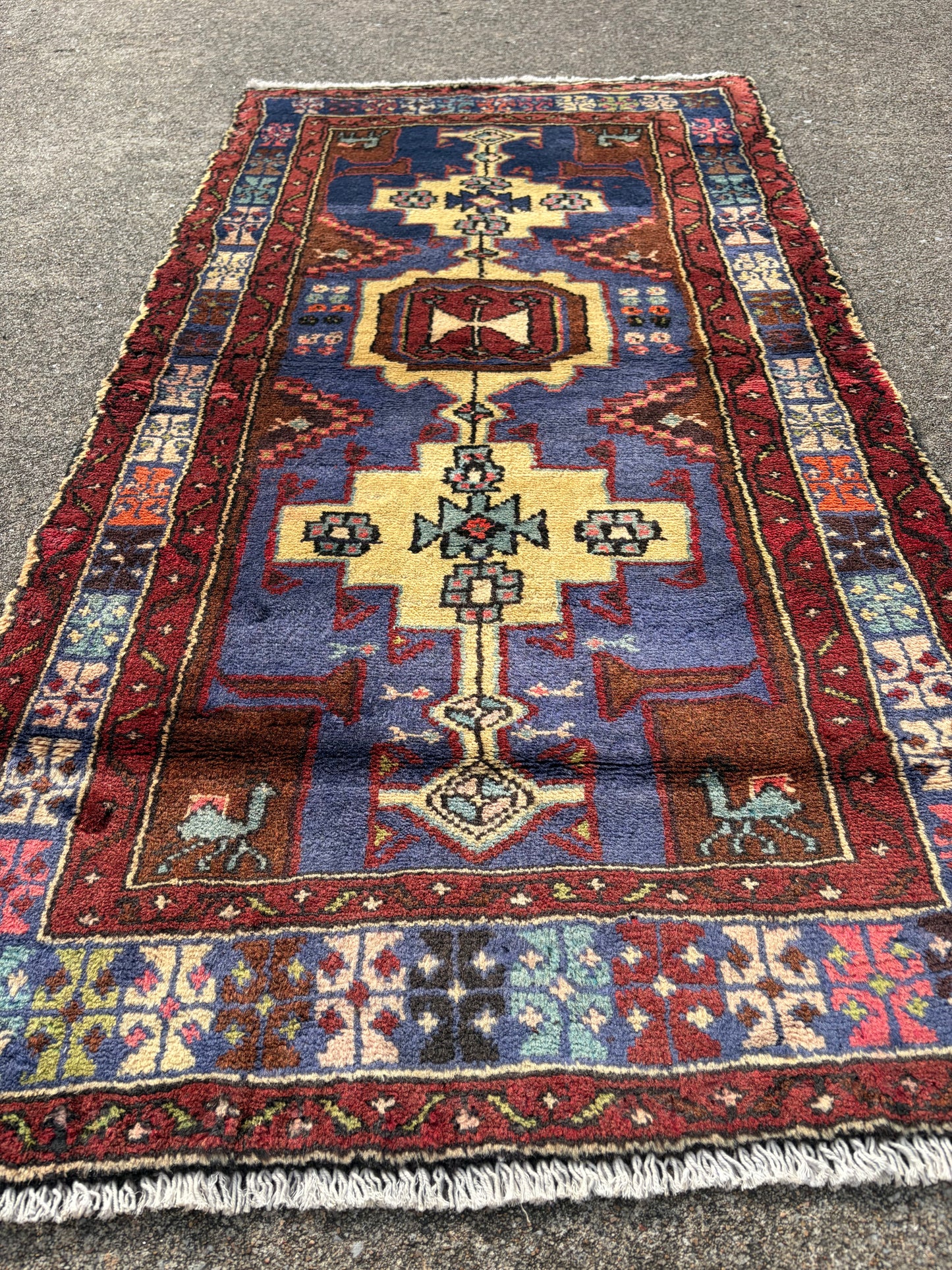 001 Vintage Persian Tribal Rug- 4’9 x 2’5