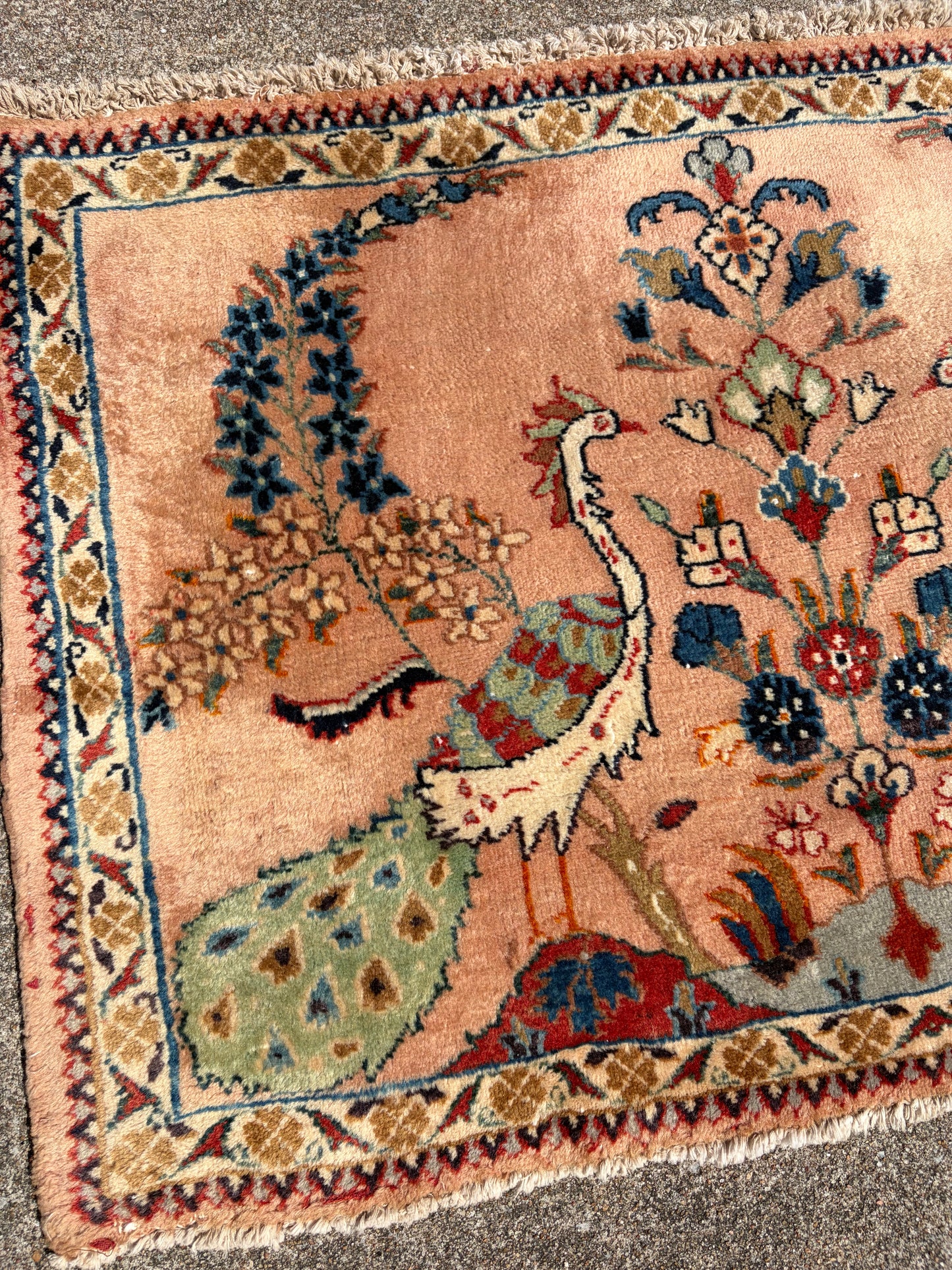 Vintage Pictorial of Life Rug- 2'9 x 1'11