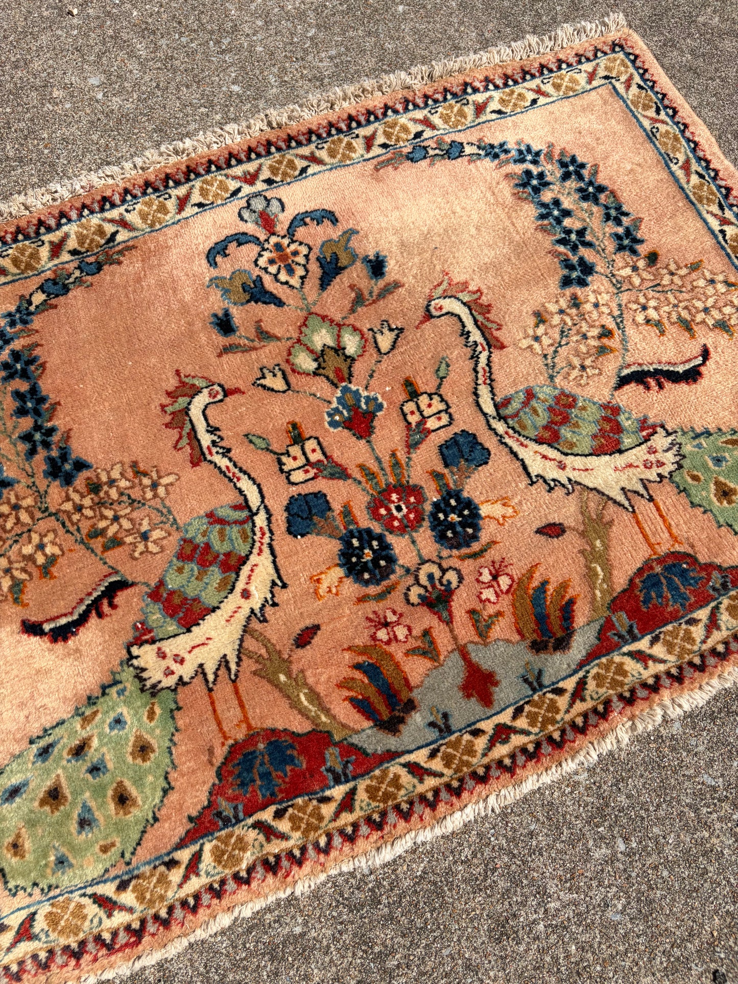 Vintage Pictorial of Life Rug- 2'9 x 1'11