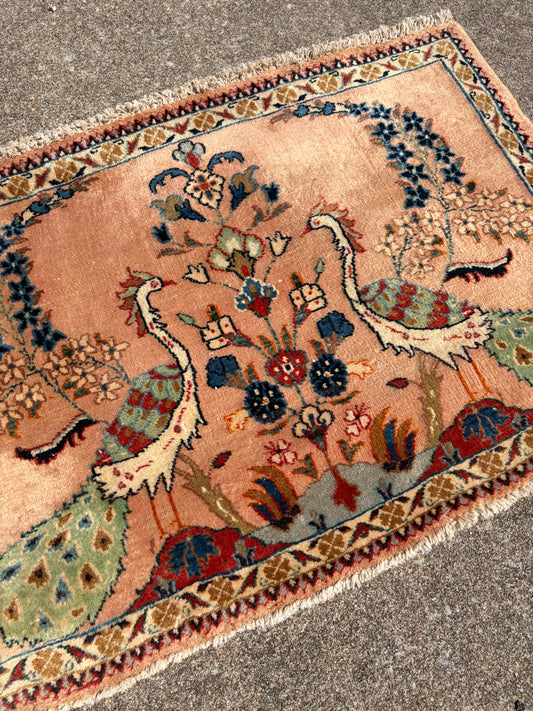 000 Vintage Pictorial of Life Rug- 2'9 x 1'11