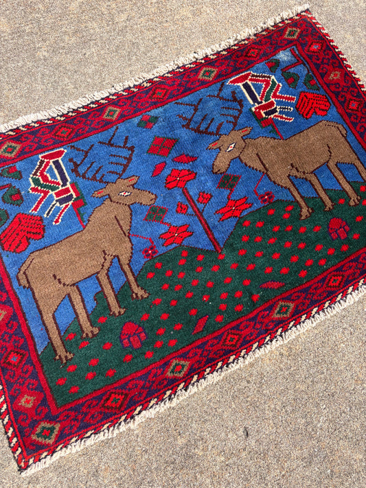 000 Vintage Pictorial of Life Rug- 2'1 x 3'1